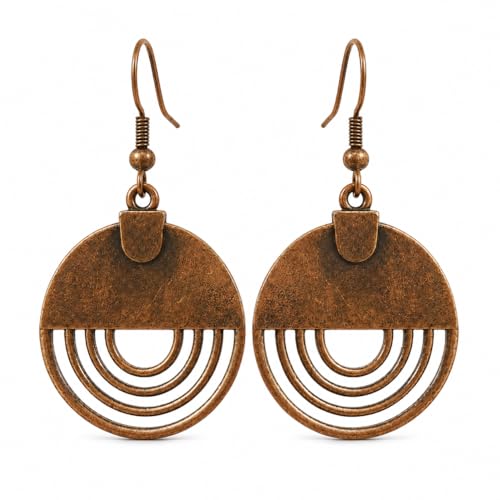 Vintage Boho Teardrop Earrings for Women, Retro Bronze Turquoise Engraved Flower Dangle Earrings, Bohemian Ethnic Tribal Jewelry for Holiday, Beach, Daily Wear, Gift for He - color: Antique-Copper