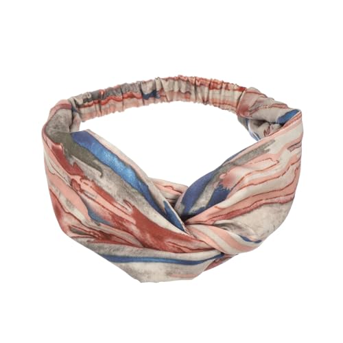Madison Tyler Boho Headbands | Top Knot With Rhinestones, Non Slip for Workout & Party (Multi Color: Pink, Blue, Tan) - color: Pink,Blue,Tan