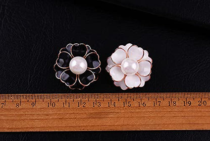 Women's Flower Pearl Enamel Brooch Pins for Ladies Jewelry - color: White