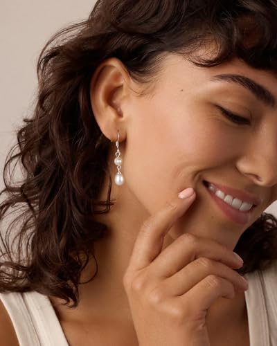Chunky Hoop Huggie Dangle Tassel Pearl Bow Heart Charm Stud Cilp-on Earrings for Women, 14K Gold plated/Sterling Silver Plated CZ Large Jewelry Vintage Dainty Trendy Gift Daily Prom Party - style: Pearl Dangle-SL