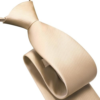 GUSLESON 3.15"（8cm） Mens Pre-tied Adjustable Zipper Tie Solid Necktie for Business and Wedding - color: Champagne