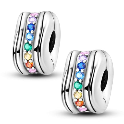 Pandach 925 sterling silver Clip Spacer Charm for Bracelet Clip Lock Stopper Bead Spacer European Openable Beads 2Pcs - style: 2-KJC939