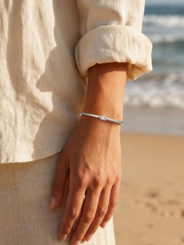 Gold Cuff Bracelets for Women, 14K Gold Plated Dainty Open CZ Cuff Bracelet Adjustable Stackable Open Bangle Bracelet Birthday Jewelry Gift for Her - color: Round CZ-Silver