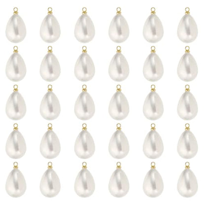 PATIKIL Pearl Charm, 30Pcs Pearl Beads Teardrop Faux Pearl Pendant with Loop for Jewelry Making Bracelets Earrings Necklace - color: Gold, size: 18x13mm