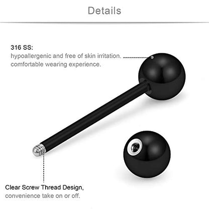 SCERRING 14G Stainless Steel Tongue Barbell Ring Nippleings Nipple Rings Shinny Acrylic Glow in Dark Opal Gilitter Balls Body Piercing Jewelry Retainer 14mm 16mm 36PCS - style: 36PCS - 14mm