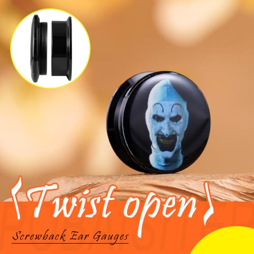 2PCS Gothic Style Ear Gauges Acrylic Solid Screw On Ear Tunnels and Plugs Resin Allergy Free Stretcher For Women Men Body Piercing Jewelry