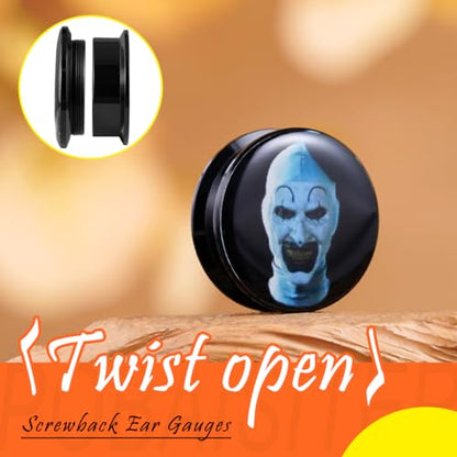 2PCS Gothic Style Ear Gauges Acrylic Solid Screw On Ear Tunnels and Plugs Resin Allergy Free Stretcher For Women Men Body Piercing Jewelry