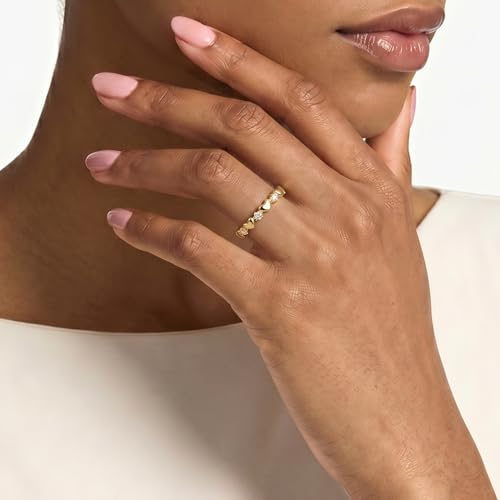 Cross Ring 14K Gold Plated 925 Silver with CZ, Stackable Rings - color: Love 14K Gold, size: 7