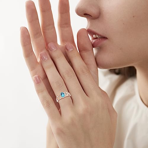 PRAYMOS 925 Sterling Silver Ring Birthstone Ring Turquoise Moss White Opal Ring for Women Celtic Knot Open Adjustable Thrumb Ring - color: green turquoise
