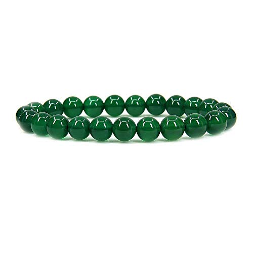 Angelstones Gemstones 8mm Round Beads Healing Crystal Bracelet for women | Natural Gemstone, Handmade Gifts for Women, Healing Crystal Round Beaded Stretch Bracelets, Unisex Jewelry for Women and Men - color: Green Agate