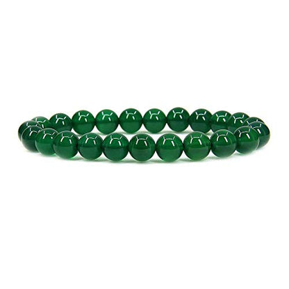 Angelstones Gemstones 8mm Round Beads Healing Crystal Bracelet for women | Natural Gemstone, Handmade Gifts for Women, Healing Crystal Round Beaded Stretch Bracelets, Unisex Jewelry for Women and Men - color: Green Agate