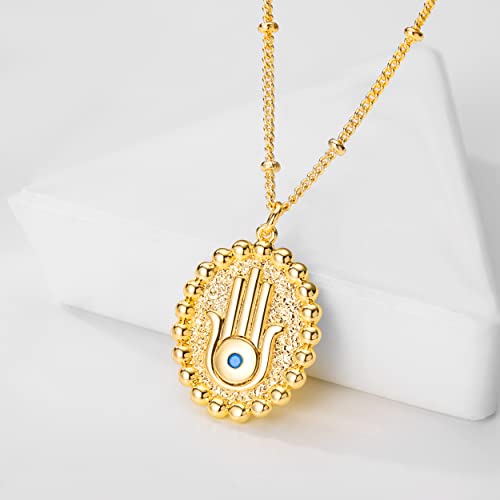 Fettero Pendant Necklace Gold Choker Layered Coin Open Karma Circle Full New Crescent Moon 14K Gold Plated Simple Dainty Necklaces for Women Jewelry Gift - style: Peace