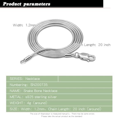 Dankadi Women 925 Sterling Silver Magic Snake Chain Necklace- Men 1.2MM Solid Snake Chain Flexible Choker 16"-30" Italian Silver 24K Gold Over Jewelry - color: Silver, size: 20 inch