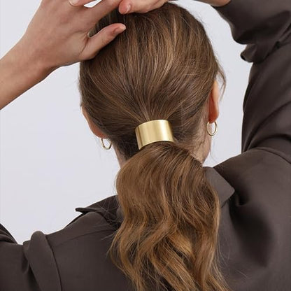 4 Pcs Ponytail Holder Hair Clips Rectangle Lava High Ponytail Buckle Hair Cuff Metal Dress Up Hair Ring for Long Hair Horsetail Hair Ties Ponytail Hair Bands Decorative Accessories for Women