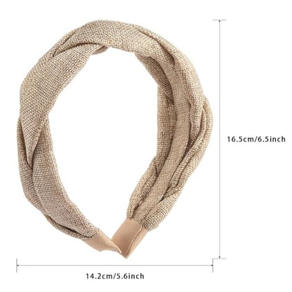 Madison Tyler Thick Headbands for Women | Wide Fabric Grey Braided Cute Handmade Makeup Hair Band for Girls | Thin Hair and Thick Hair | Skincare and Boho Spring Headband for Washing Face - color: Fabric Grey Headbands