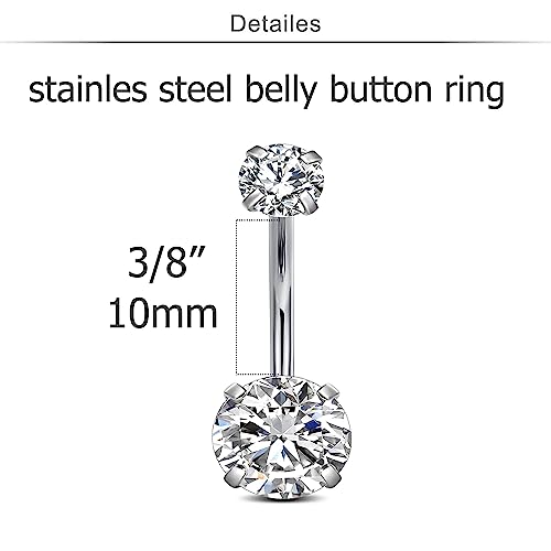 MODRSA Gold Belly Button Ring Dangle Belly Rings Silver Pink Dangling Dangly Belly Button Piercing Hypoallergenic Surgical Steel Opal Butterfly Navel Rings for Women Cute Dainty Navel Jewelry - color: 11-4pcs- silver