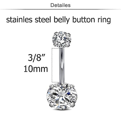 MODRSA Gold Belly Button Ring Dangle Belly Rings Silver Pink Dangling Dangly Belly Button Piercing Hypoallergenic Surgical Steel Opal Butterfly Navel Rings for Women Cute Dainty Navel Jewelry - color: 11-4pcs- silver
