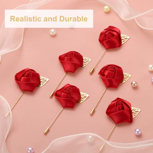 uxcell 24pcs Wine Red Rose Boutonnieres Flower Pins for Wedding | Buttonholes Pocket Boutonnieres for Wedding Ceremony Anniversary Prom Formal Dinner Party - color: Wine Red