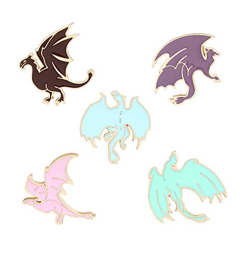 Cute Enamel Pin Set Lapel Pins Brooches Cartoon Brooch Badge Pins for Clothes Bags Backpack for Women - color: Dragon Set