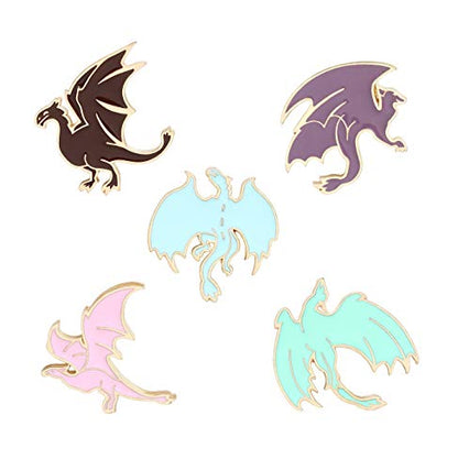 Cute Enamel Pin Set Lapel Pins Brooches Cartoon Brooch Badge Pins for Clothes Bags Backpack for Women - color: Dragon Set