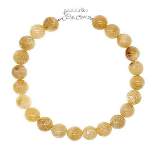 JNF Chunky Beaded Necklaces Women Large Big Ball Bead Choker Necklace Bold Statement Beads jewelry Gift - color: gemstone necklace Brown