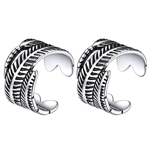 ChicSilver 925 Sterling Silver Ear Cuffs Non-Piercing Cartilage Earrings: Various Styles, Conch Cuffs (with Gift Box) - style: J: Feather Cuff