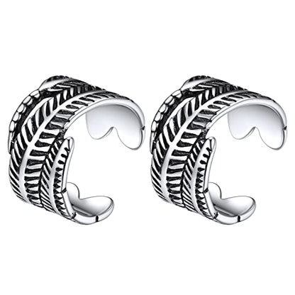 ChicSilver 925 Sterling Silver Ear Cuffs Non-Piercing Cartilage Earrings: Various Styles, Conch Cuffs (with Gift Box) - style: J: Feather Cuff