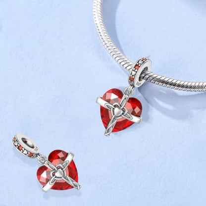 LNQOBU Birthstone Charm for Bracelets,925 Sterling Silve Heart Dangle Charms for Pandora Bracelets - color: A-January