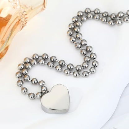 Chunky Gold Necklace for Women, 18K Waterproof Heart Necklace Statement Necklace Gold Charm Necklace Chunky Jewelry Paperclip Chain Choker Gift for Women - style: Silver 3D Heart