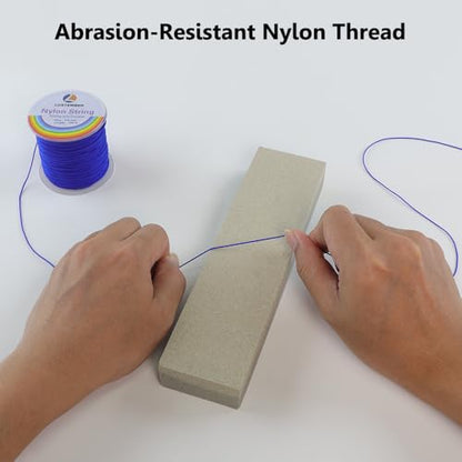 LUSTEMBER 0.8mm Nylon String, Strong Bracelet String, Durable Nylon Cord for Jewelry Making, Bracelets, Beading, Necklaces, Rattail Braiding, Kumihimo, Wind Chimes, Blinds and Handicrafts - size: Sapphire Blue