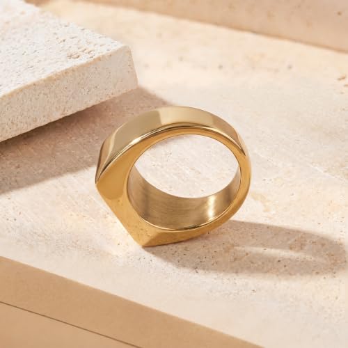 PCY Stainless Steel Gold Plated Men Women Band Ring - color: 11mm Gold DFX