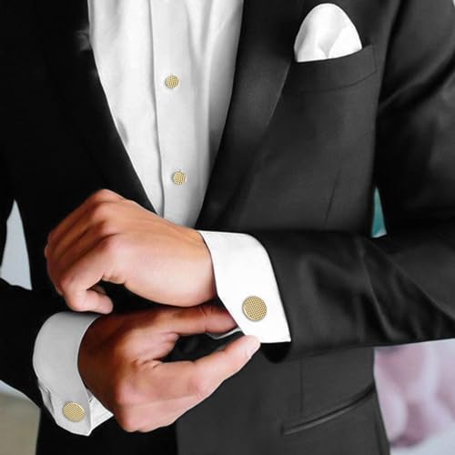 HAWSON Silver/Gold Cufflinks for Men with Tuxedo Shirt Studs,Men Accessories Jewelry with Gift Box,Gifts for Family,Best Friend on Wedding Business Birthday Anniversary - color: Gold ( Cufflinks with 6 Tux)