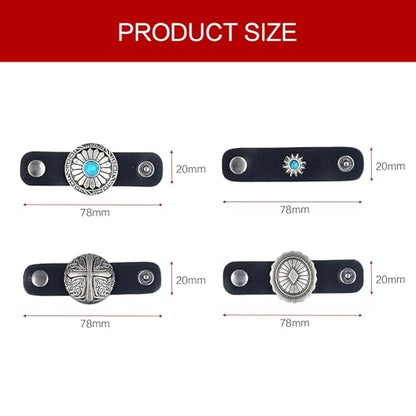 4Pcs Scarf Ring Western Bandana Slide For Women Men Genuine Leather Wild Rag Clip Neckerchief Holder Cowboy Accessories Clothing Cinch Buckle - color: Silver B