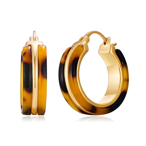 14K Gold Plated Chunky Hoop Earrings for Women Vintage Leopard Print Hoops Large Round Hoop Earrings Jewelry - style: Hoop