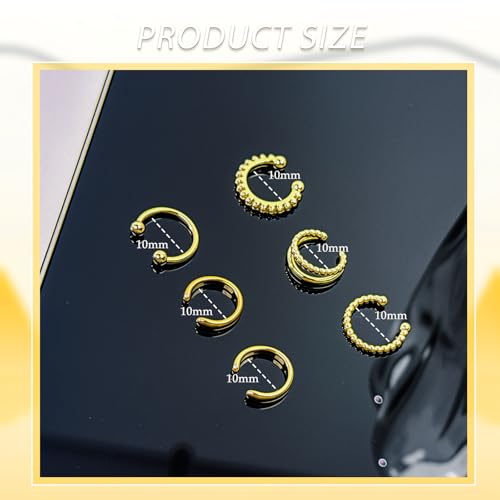 Ear Cuffs Non-Piercing Earrings for Women Cute Clip-On Cartilage Earring | 14k Gold Plated Ear Cuff for Non Pierced Ears Dainty Adjustable Fake Piercings Earings Set - style: 3