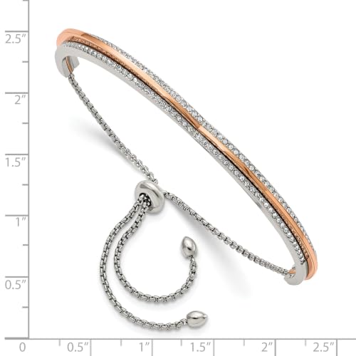 Chisel Heart Crystal Bangle Bracelet in Stainless Steel