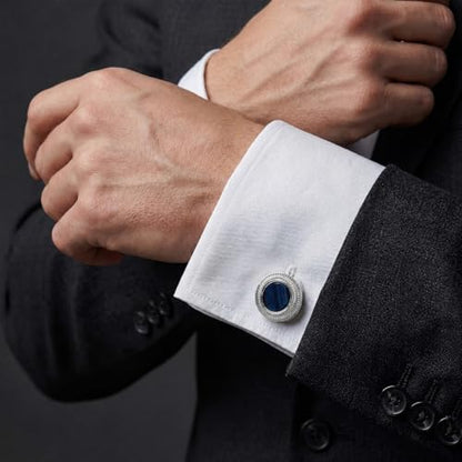 Tuxedo Cuff Links,Cufflinks for Men | Stainless Steel, Lead-Free and Nickel-Free, Gift Box Packed, Boyfriend Husband Father, Wedding Party Anniversary Birthday - color: Blue