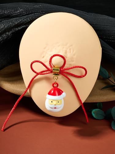 DJCIW 2Pcs Non-Piercing Nipple Jewelry, Adjustable Christmas Fake Nipple Rings with Bow Drawstring, Featuring Bell, Snowman, and Heart Pendant Charms, Adjustable and Comfortable for Women Men - color: style 2