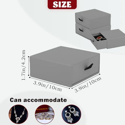 Nsmykhg Jewelry Gift Box Velvet-Lined,12 Pack Compact Drawer Style for Earrings & Rings, Necklace & Bracelet Organizer, 3.93x3.93x1.65 Inches, Stackable Elegant Jewelry Display & Storage Box (Grey) - color: Grey