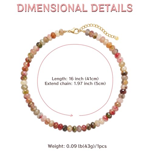 Joya Love Colorful Gemstone Beaded Necklaces For Women Trendy Rainbow Natural Stone Boho Handmade Stainless Steel Waterproof Strand Necklaces Jewelry For Women Gift - color: Amazon