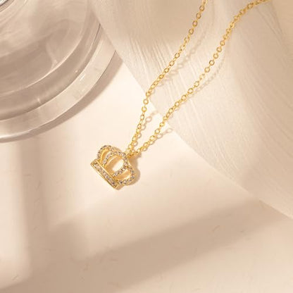 LLWOM Gold Necklace for Women-14k Gold Plated Infinity Necklace Star Of David Necklace Evil Eye Cross Pendants Heart Dainty Gold Necklace For Women - color: Gold-Crown