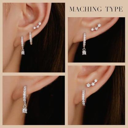Earrings For Women 14K Gold/18K White Gold Plated Hypoallergenic 925 Sterling Silver Stud Trendy Minimalist Style For Formal Everyday Prom Bridal Bridal Wedding