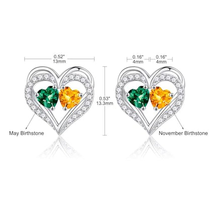 Iefil Birthstone Earrings for Women - 925 Sterling Silver Birthstone Earrings, Anniversary Birthday Gifts for Women Wife Girlfriend Mom - color: 05-11-May-Nov Birthstone
