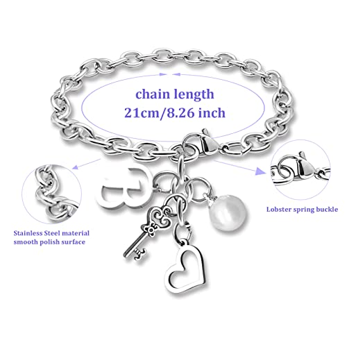 Initial A-Z Bracelets Gift for Women Girls Stainless Steel Chain Bracelet 26 Alphabet Jewelry Gifts for Birthday Anniversary Letter Bracelet Monogram Gifts for Sister Friend Girlfriends Mom 8.26 Inch - color: B