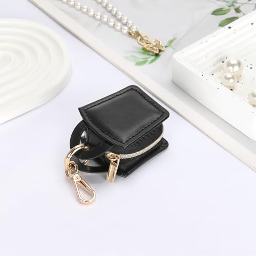 KUKUVR Travel Jewelry Ring Holder Box with Keychain (Black) | Small Ring Earring Stud Necklace Storage Case, for Gym Sports - color: Black