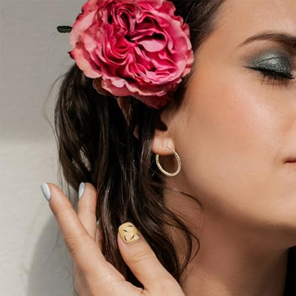 Cable Hoop Earring for Women Light-Weight Twisted Italian Design Round Hoop Earrings Diameter 25mm - color: gold