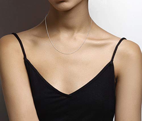 Miabella 925 Sterling Silver or 18K Gold Plated Italian 1mm Adjustable Solid Thin Bolo Box Chain Necklace for Women / 14-24 Inch Slider/Made in Italy - style: sterling silver