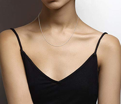 Miabella 925 Sterling Silver or 18K Gold Plated Italian 1mm Adjustable Solid Thin Bolo Box Chain Necklace for Women / 14-24 Inch Slider/Made in Italy - style: sterling silver