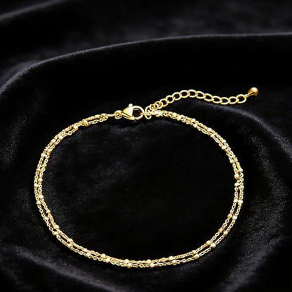 Layered Ankle Bracelets for Women, Heart Anklets Summer Beach Jewelry - style: layered
