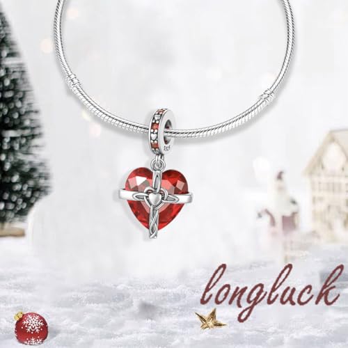 Birthstone Charms 925 Sterling Silver Heart Charms for Bracelets and Necklaces Birthday Day Christmas Gifts For Women - color: A-January